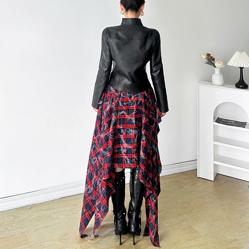 Women's Autumn Elegant Zipper Pocket Design Irregular Jackets