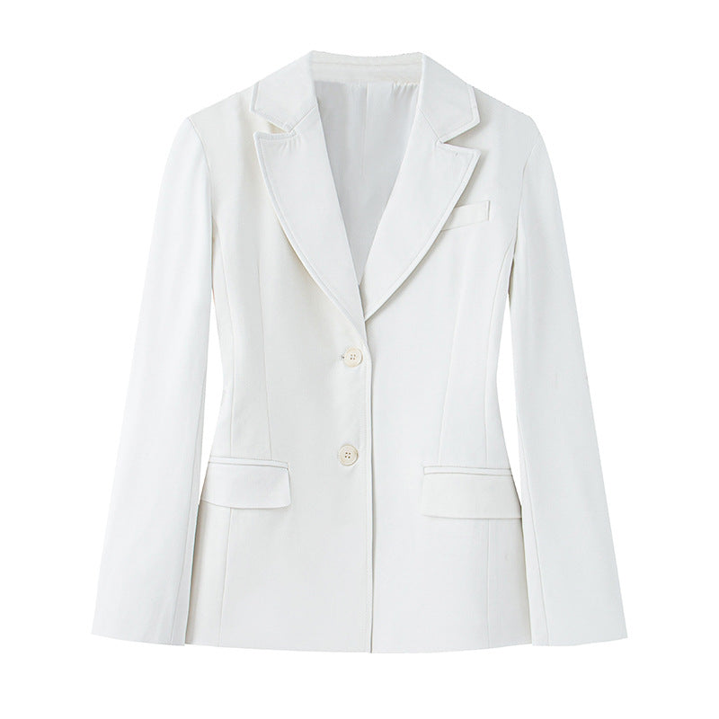 Women's Double Breasted With Padded Shoulder Simple Blazers
