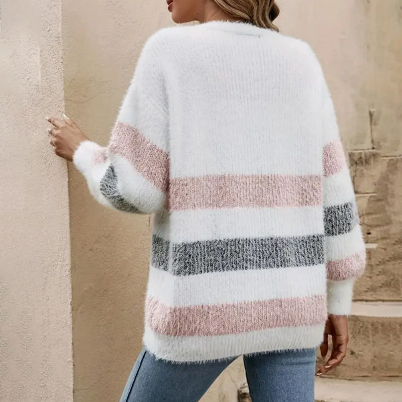 Women's Classic Striped Single-breasted Casual Knitted Cardigans