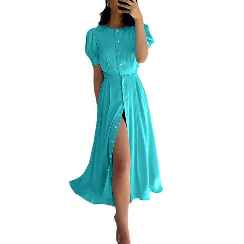 Solid Color Elegant Slim High Waist Dresses