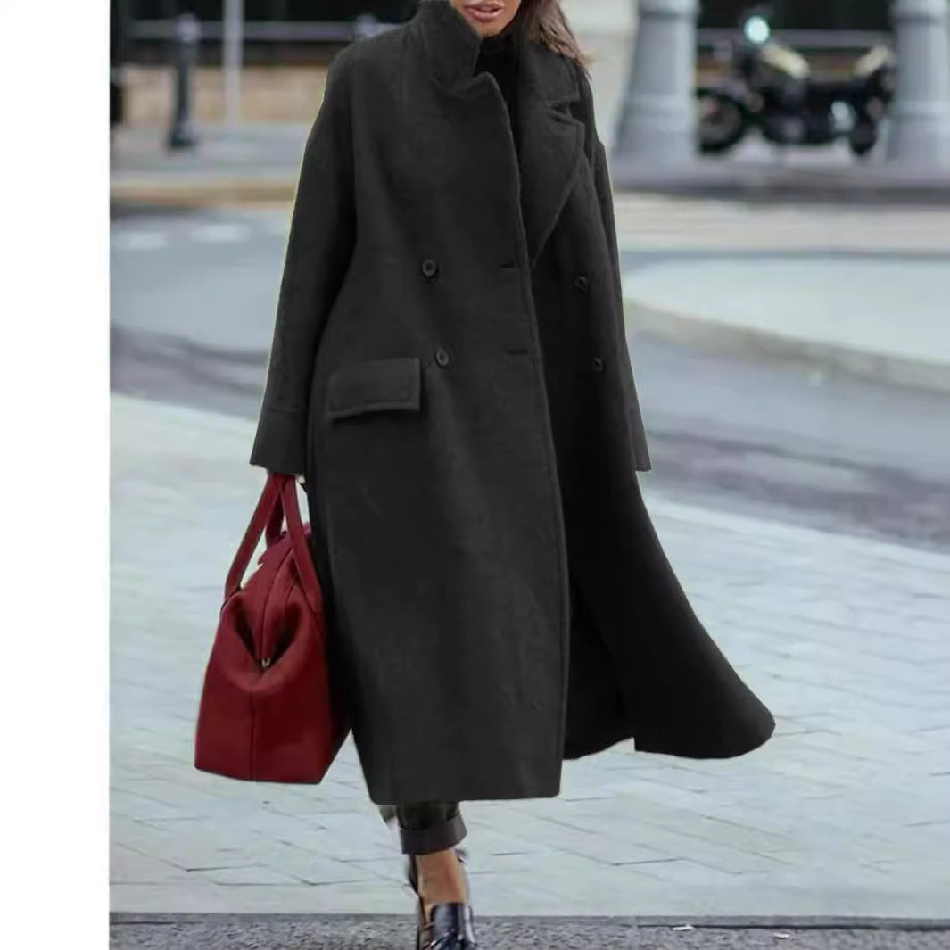Women's Casual Long Pure Color Warm Keeping Coats