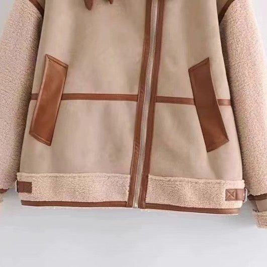 Women's Stitching Fur Early Spring Style Elegant Jackets