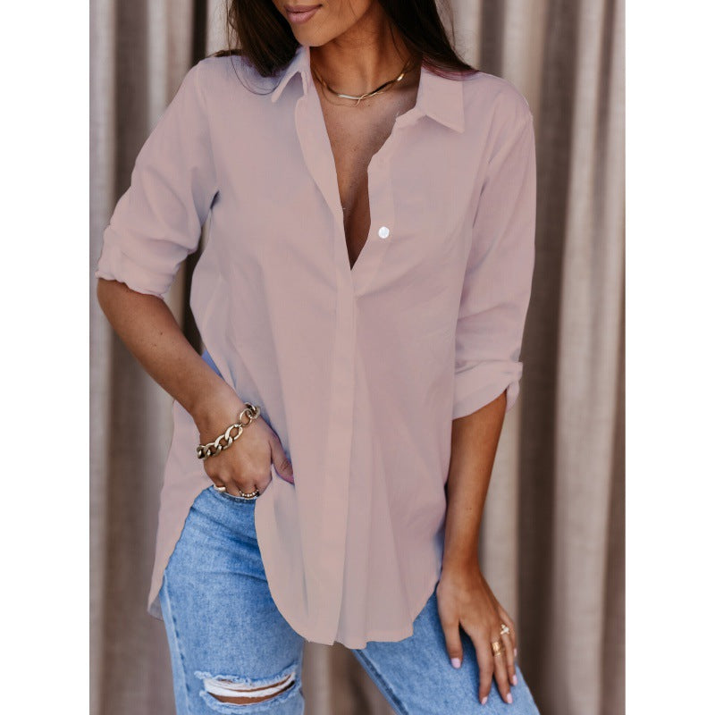 Women's Autumn Minimalist Long Sleeve Buttons Shirt Blouses
