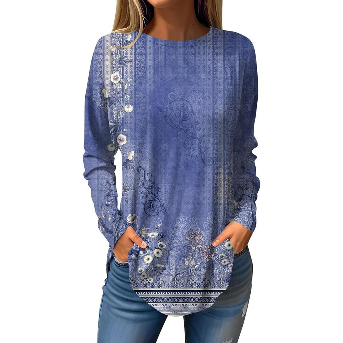 Crafts Summer Hem Arc Loose Long Blouses