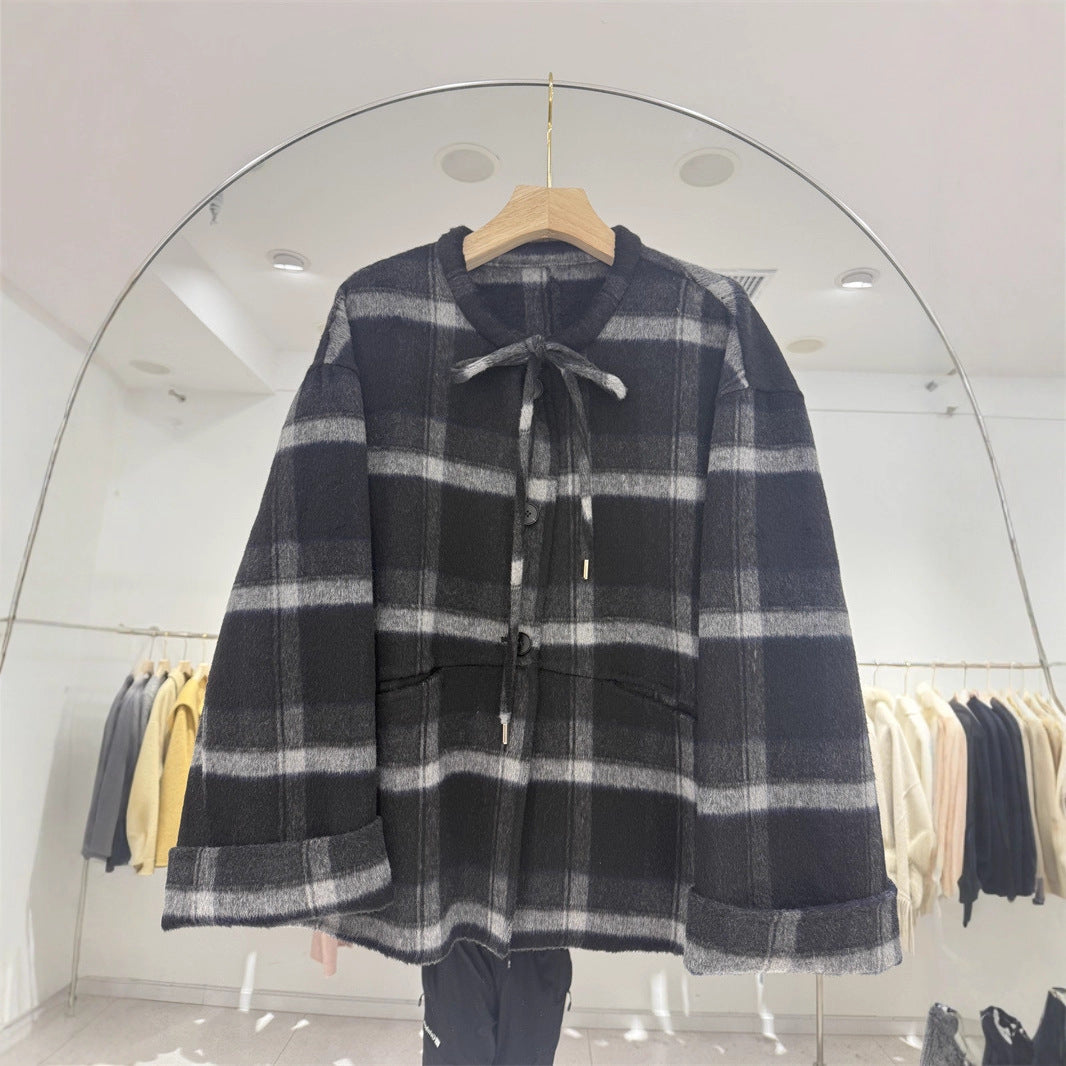 Women's Korean Version Of Style Bow Cashmere Coats