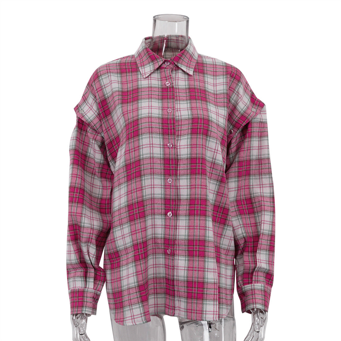 Women's Shirt Loose Detachable Long Sleeve Lapel Blouses