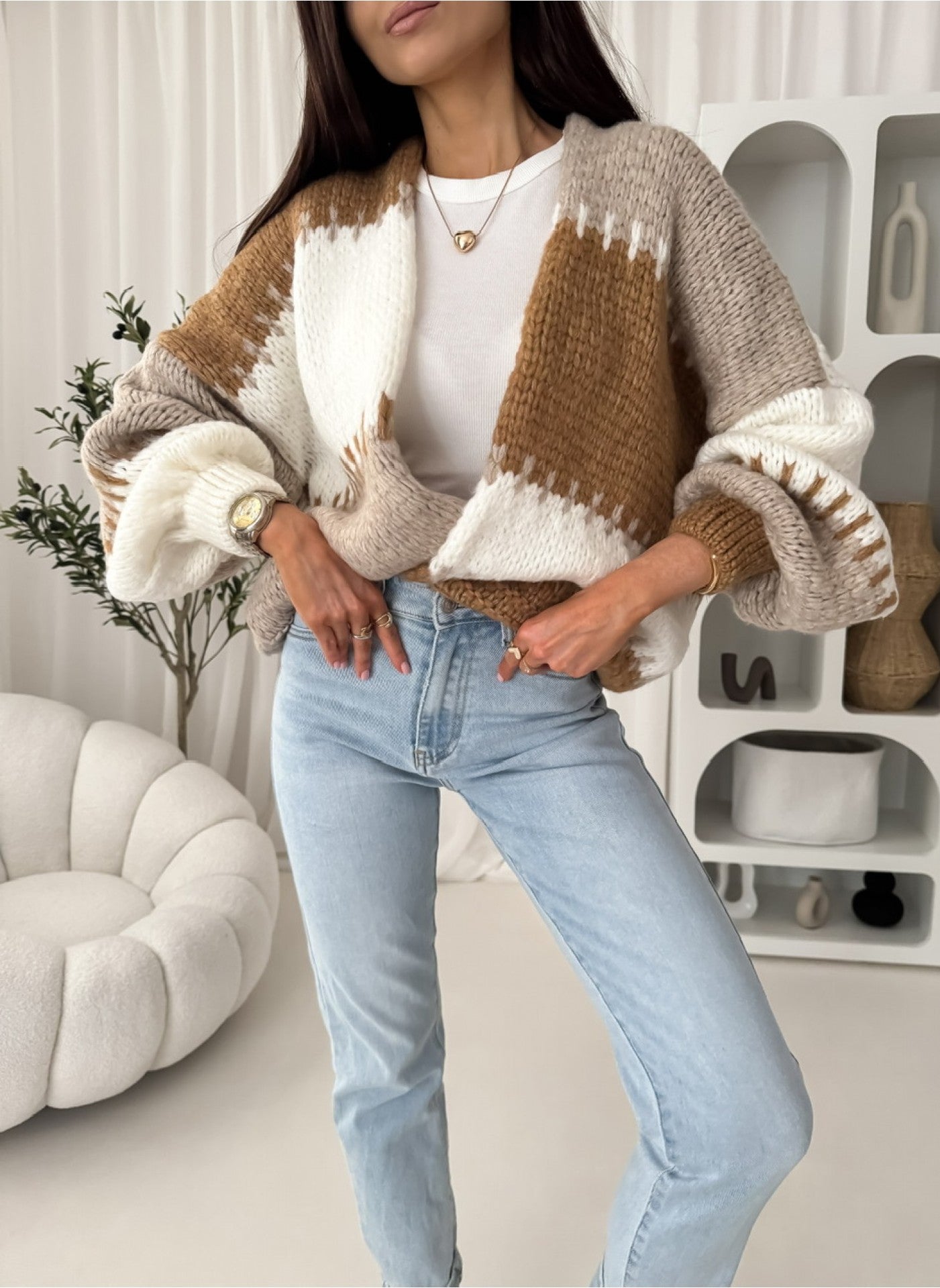 Women's Color Plaid Stitching Contrast Gold Thread Coats