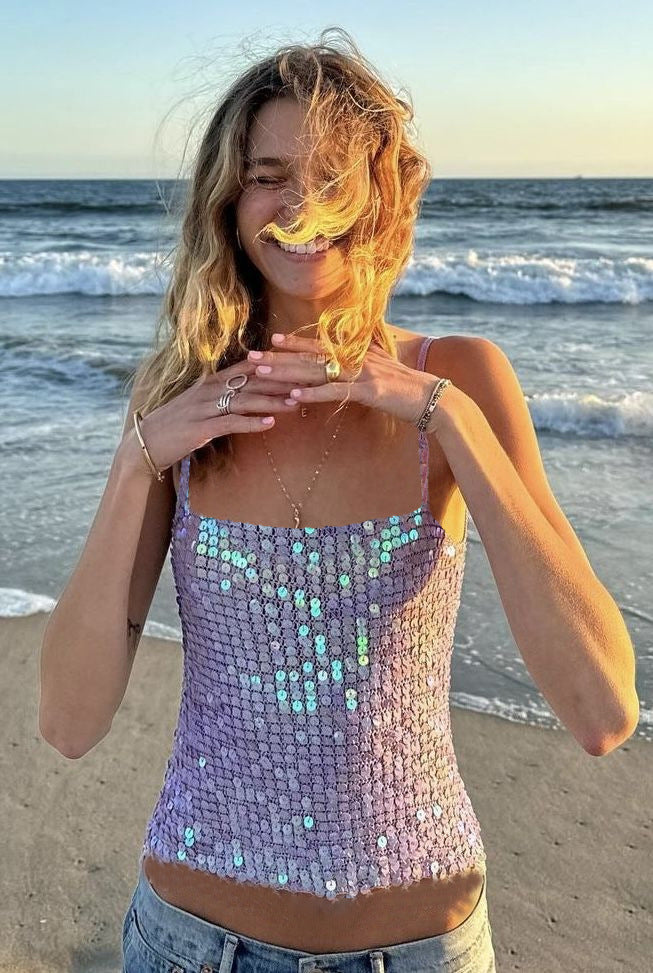 Women's Sequin Deep Outer Wear Hot Fashionable Tops