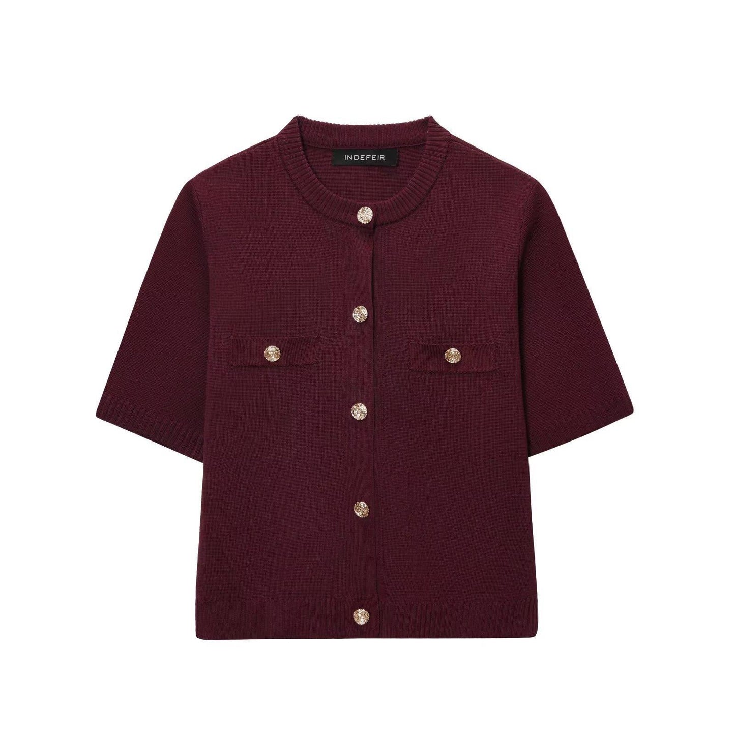 Women's Sleeve Button Summer Round Bow Tie Knitwear