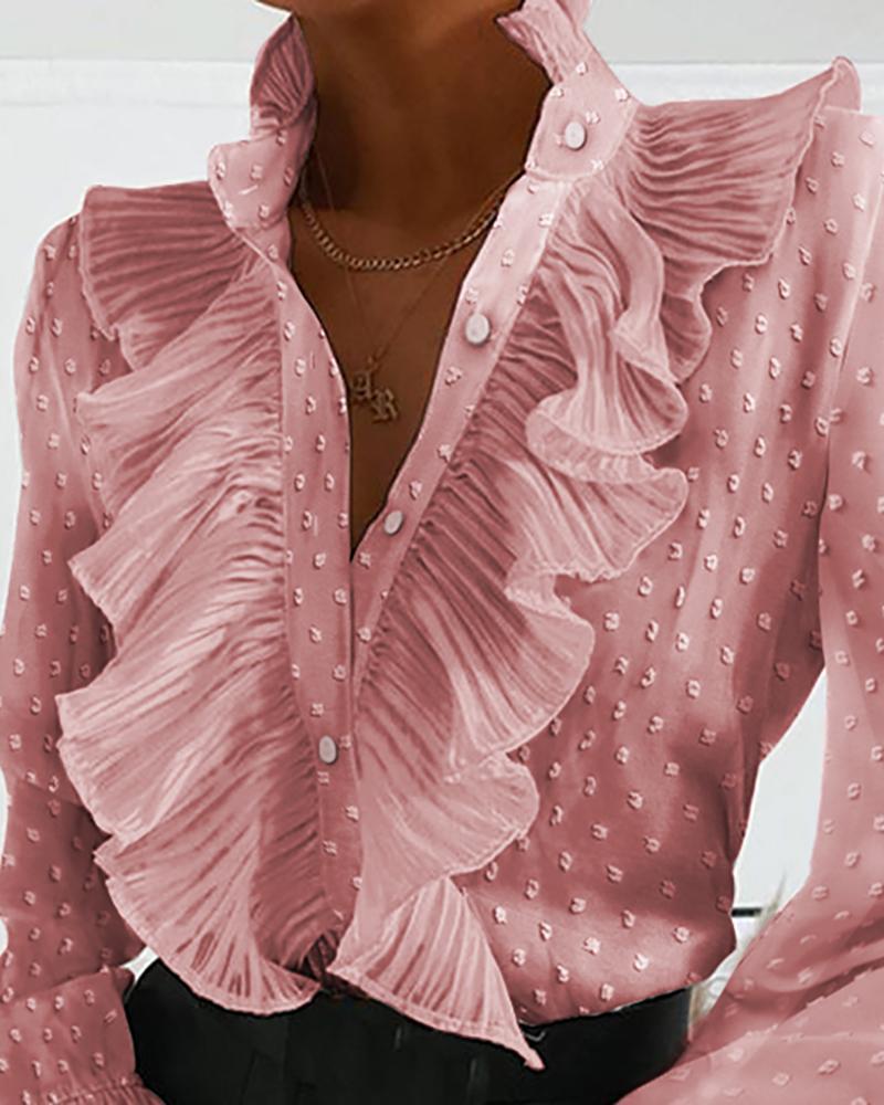 Women's Summer Ruffled Flared Sleeve Pleated Long Blouses