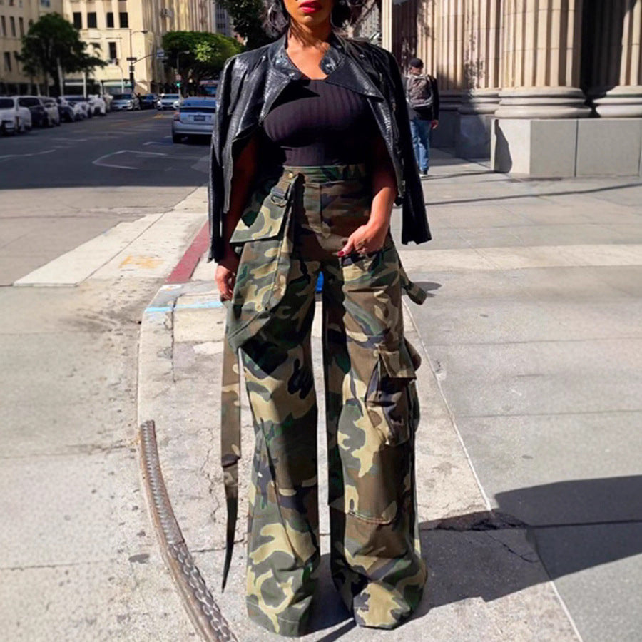 Women's Fashion Casual Camouflage Loose Trousers Style Pants