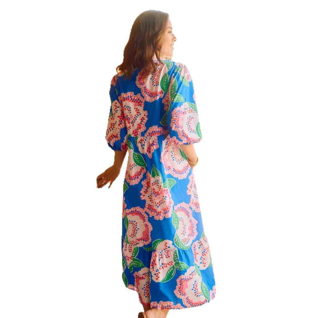 Fashion Plant Flower Print Loose Dress Dresses