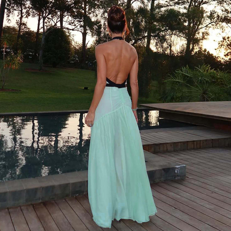 Chest Wrap Hollow Backless Elegant Halter Dresses