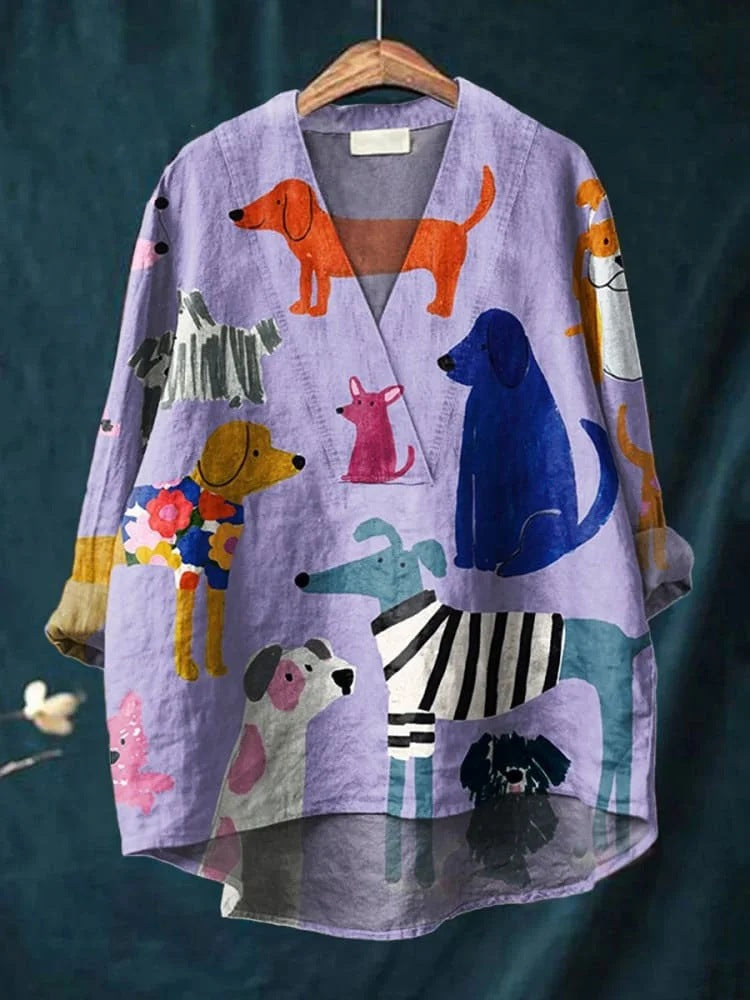 Women's Loose Printed Shirt For Long Sleeve Blouses
