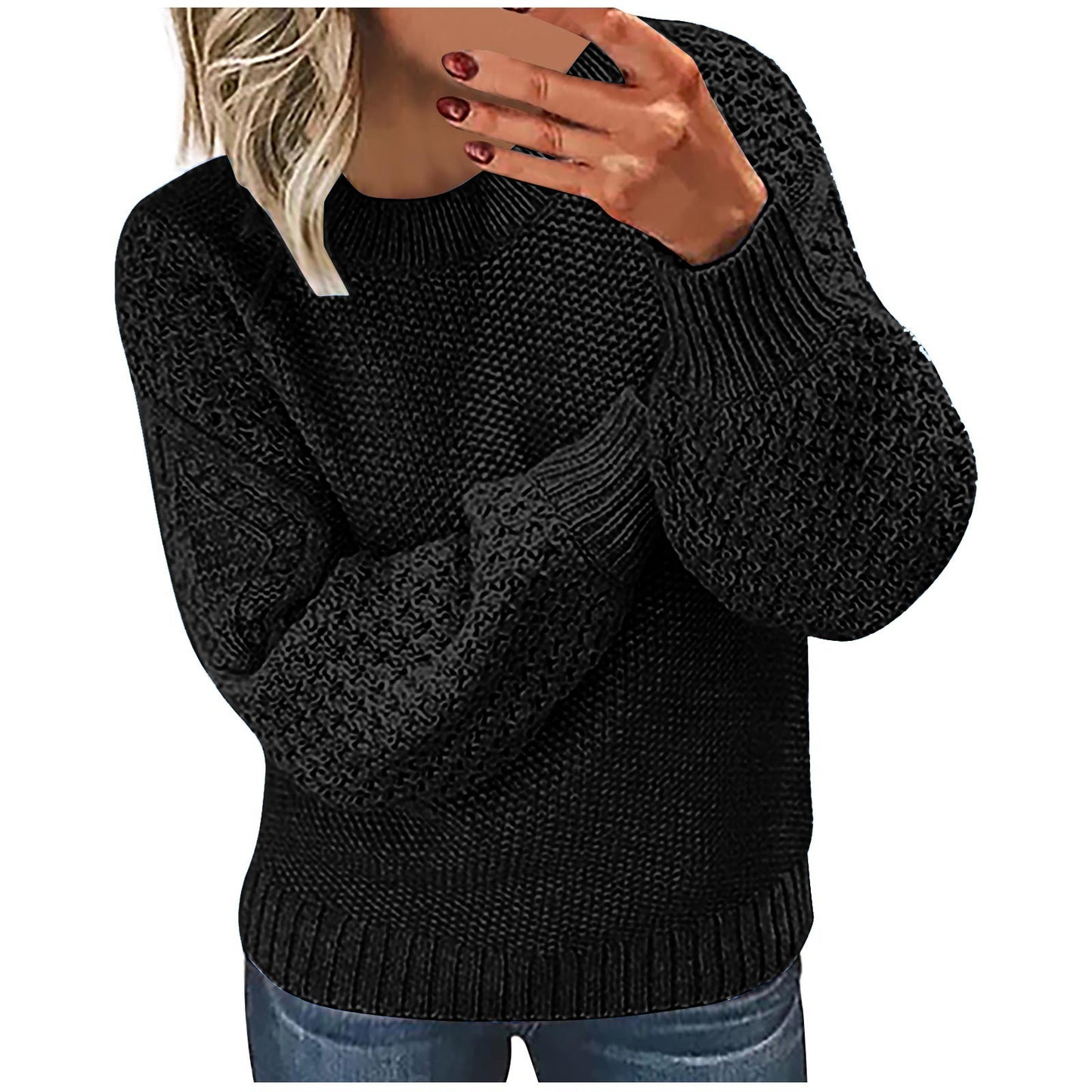 Women's Warm Solid Color Outerwear Knitted Pullover Knitwear