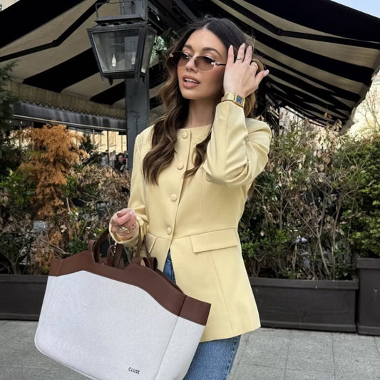 Women's Breasted Round Neck Fashion Slim Blazers