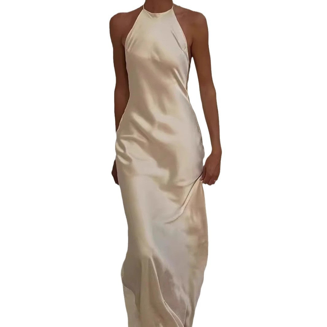 Backless Halter Suspender Dress Simple Imitation Dresses