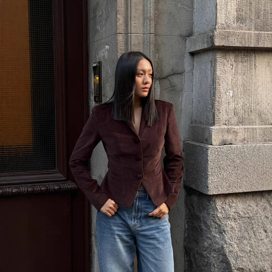 Women's Casual Retro Stand Collar Button Jackets