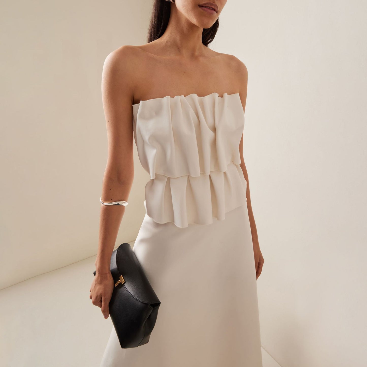 Dress Pinch Pleated French Stitching Ruffle Dresses