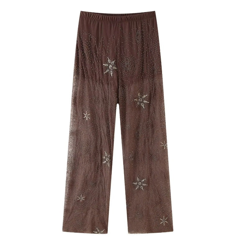 Women's Fashion Personality Sequin Embroidery Light Diamond Pants