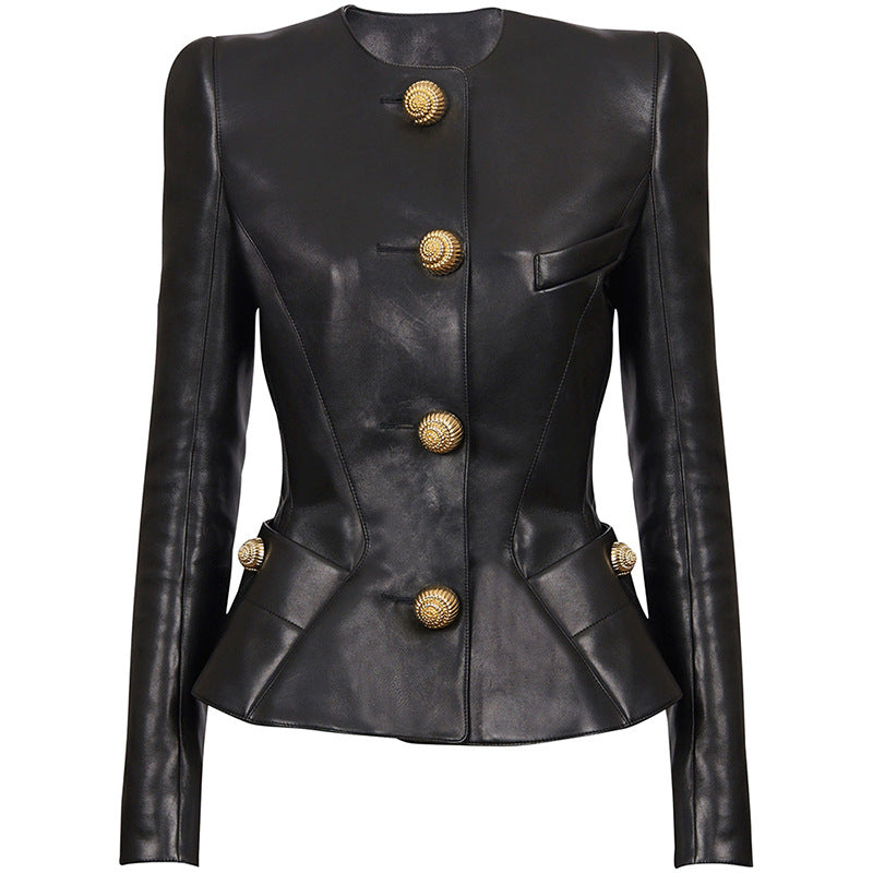 Fashion Temperament Snail Metal Button Slim Jackets
