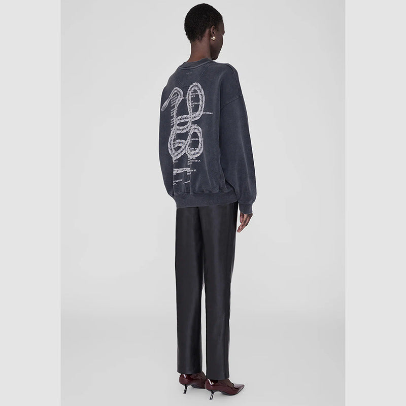 Women's Spring North American Niche Letter Snake Printing Sweaters