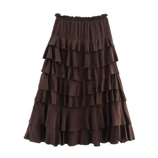 Women's Casual Versatile Laminated Decoration Midi Skirts