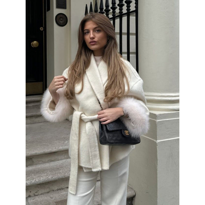 High-grade Bathrobe Double-sided Mid-length Woolen Eye-catching Coats