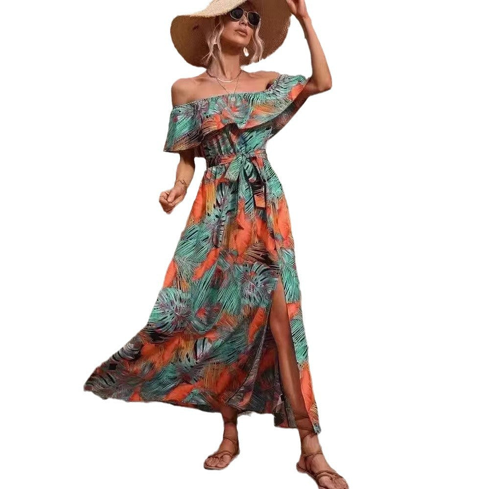 Women's Summer Ruffled Tied Waist Dress For Dresses