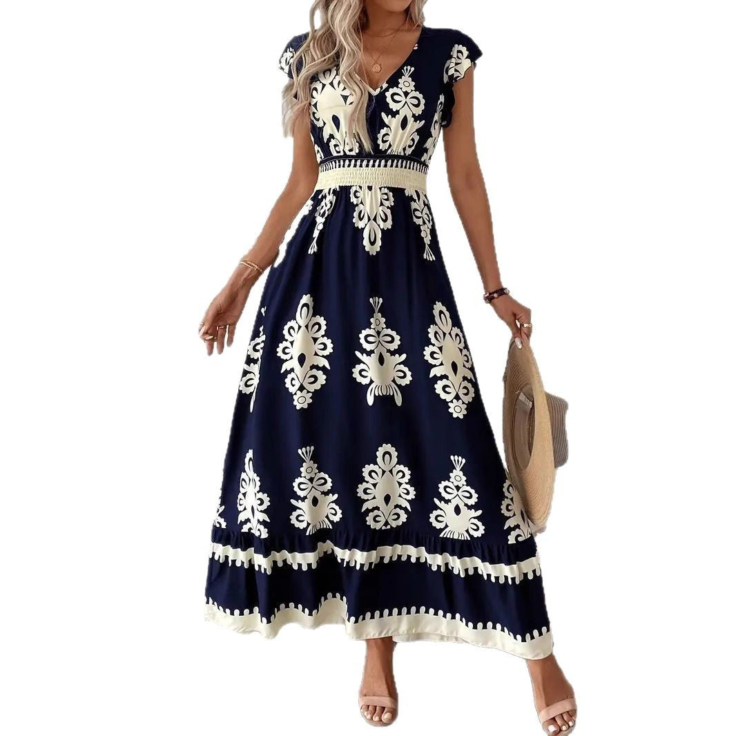 Women's Vacation Style Beach Dress Printed Large Dresses