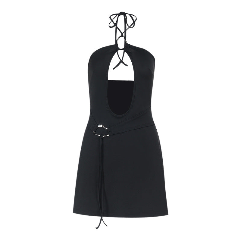 Women's Elegant Metal Circle Hollow Dress Summer Dresses
