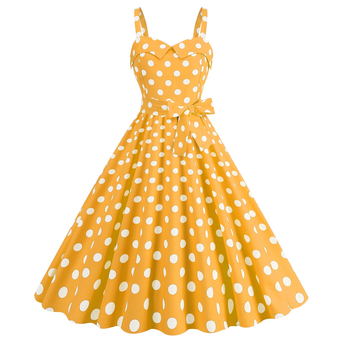 Women's Spaghetti Straps Chest Wrap Polka Dot Dresses