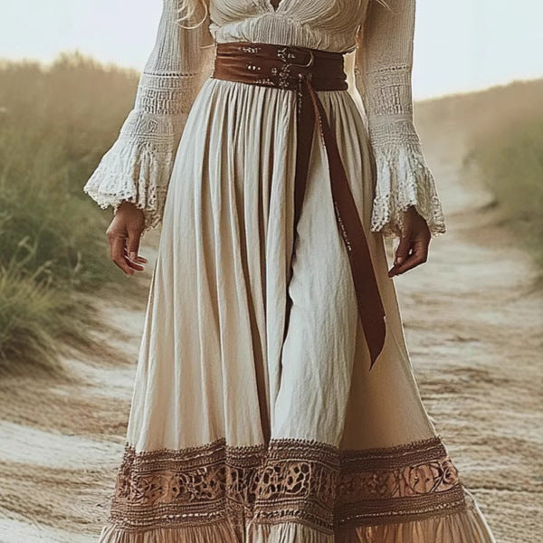 Women's Retro Western Cowgirl Ethnic Style Printed Dresses