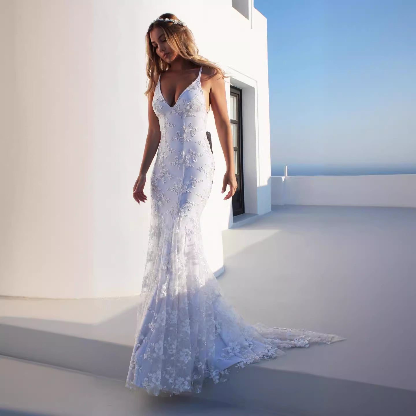Comfortable Formal Dress Sexy White Suspender Wedding Dresses