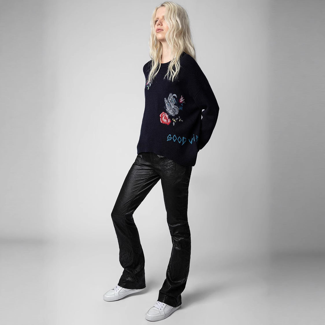 Women's French Niche Butterfly Flower Letter Embroidery Sweaters