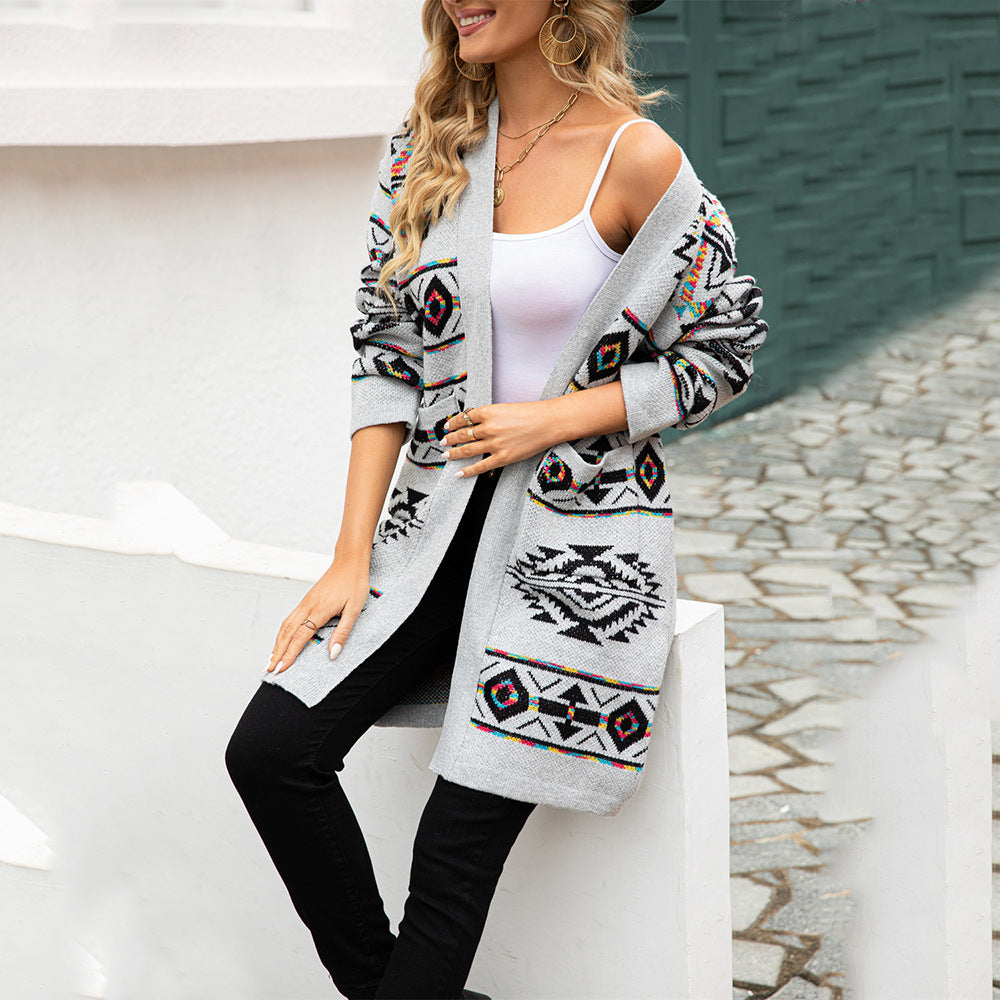 Spring Covering Belly Thin Rhombus Long Knitwear