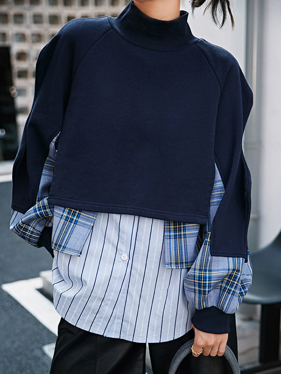 Women's Dignified Sense Of Design Autumn Fashion Stitching Sweaters