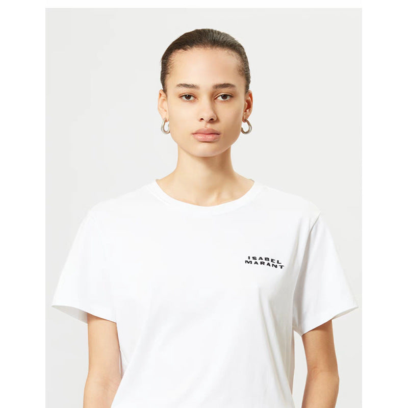 Women's North American Niche Letters Embroidery Cotton Black Blouses