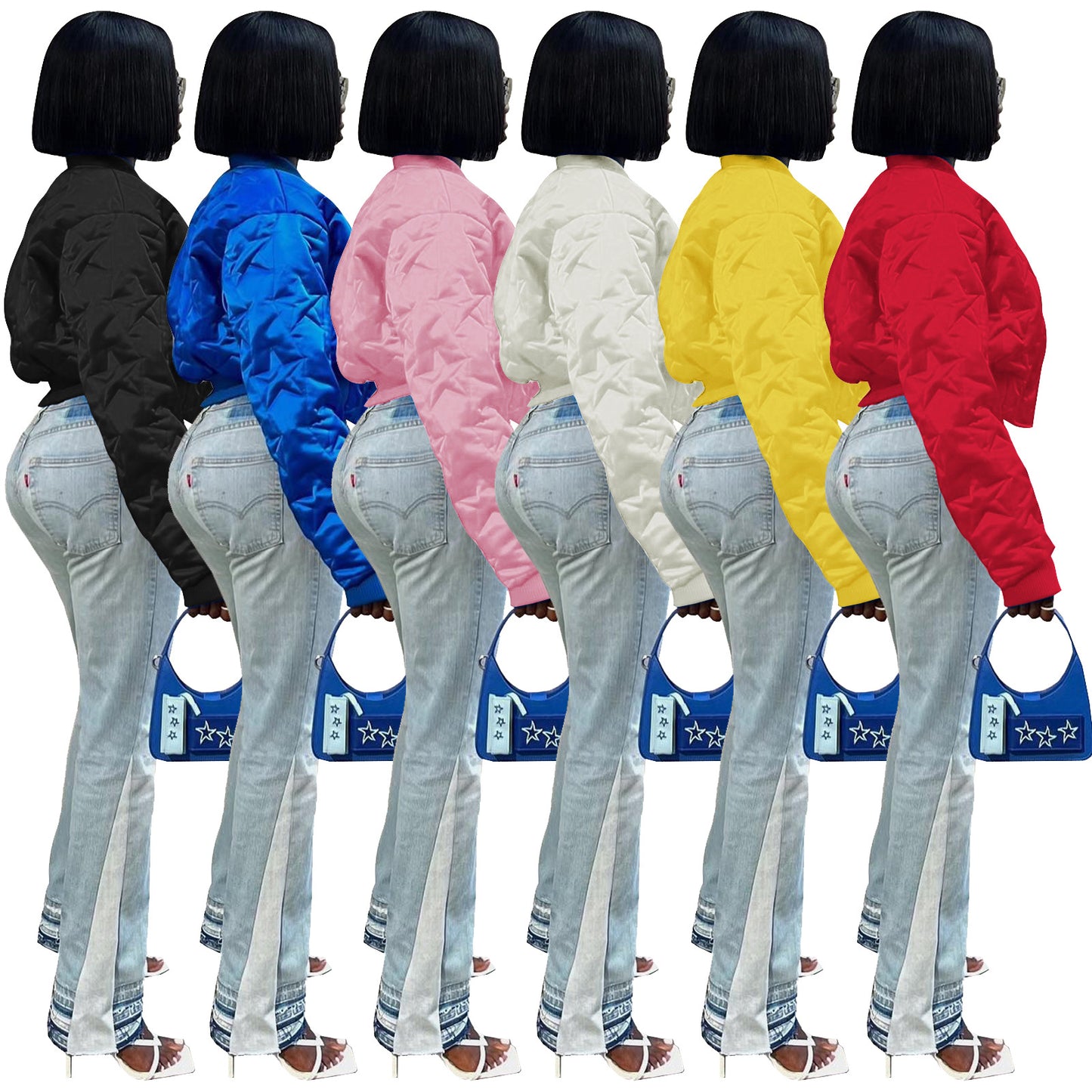 Women's Embossed Thumb Hole Cotton Padded Thickened Jackets