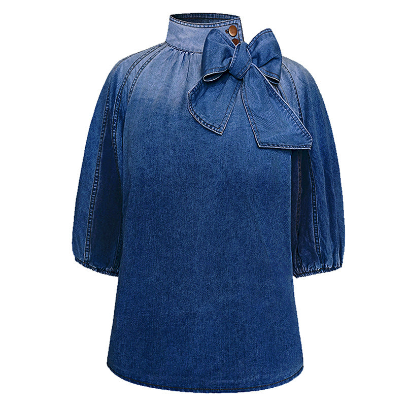 Gradient Color Light Sleeve Puff Pullover Tops