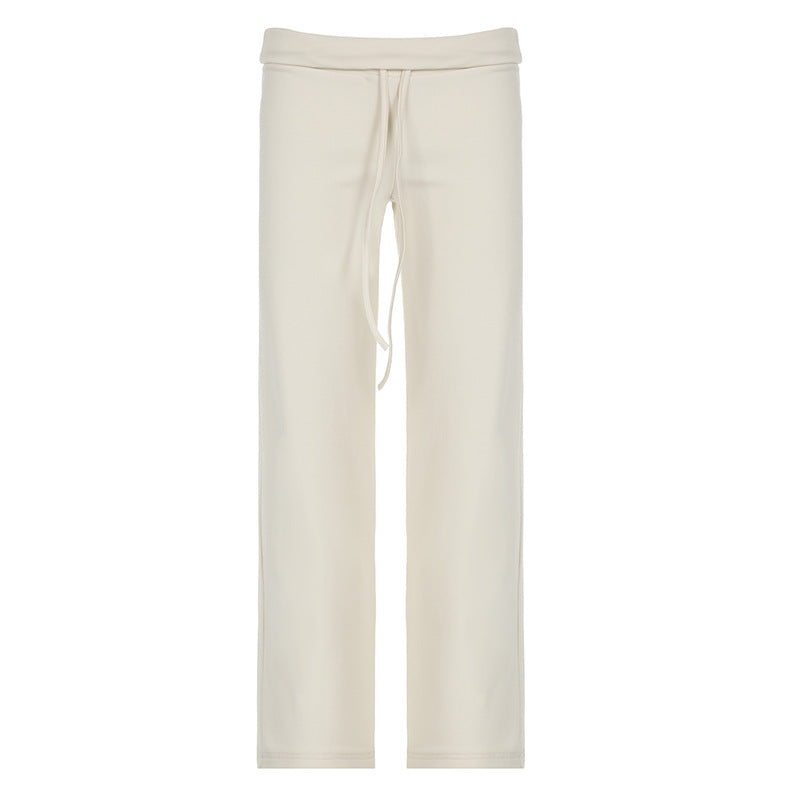 Women's Vacation Style Design Waist Solid Color Pants