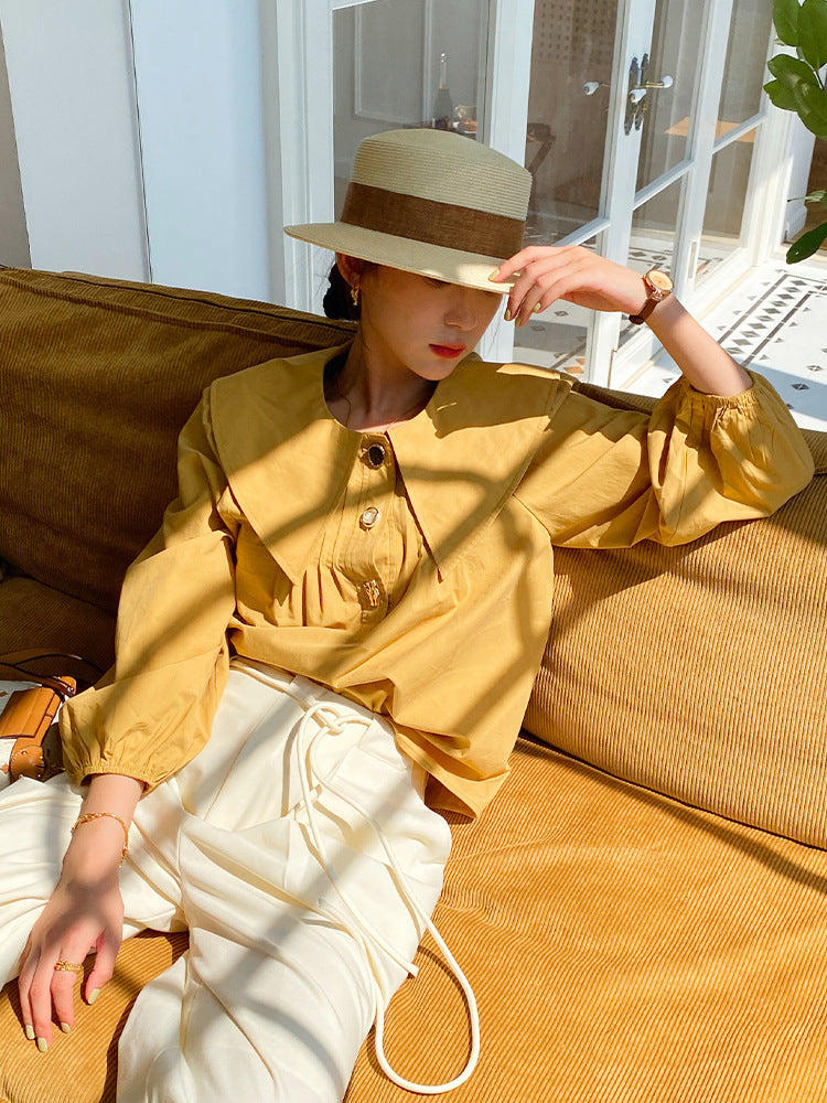 Women's Shirt Long Sleeve French Style Doll Collar Clothing