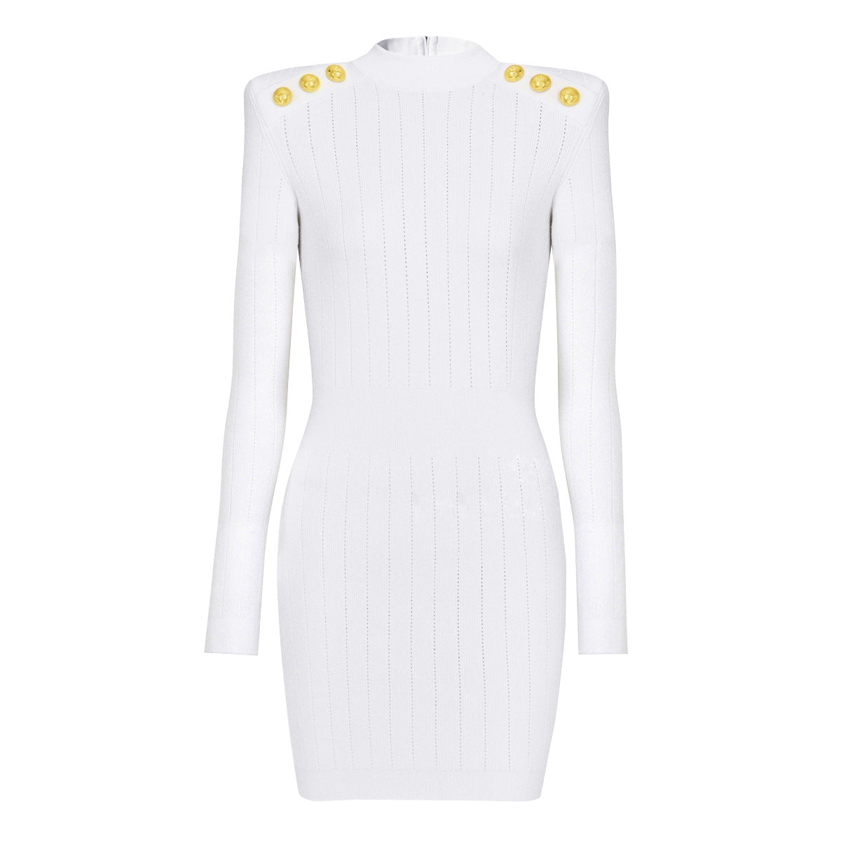 Button Slim Slimming Knitted Dress Simple Skirts