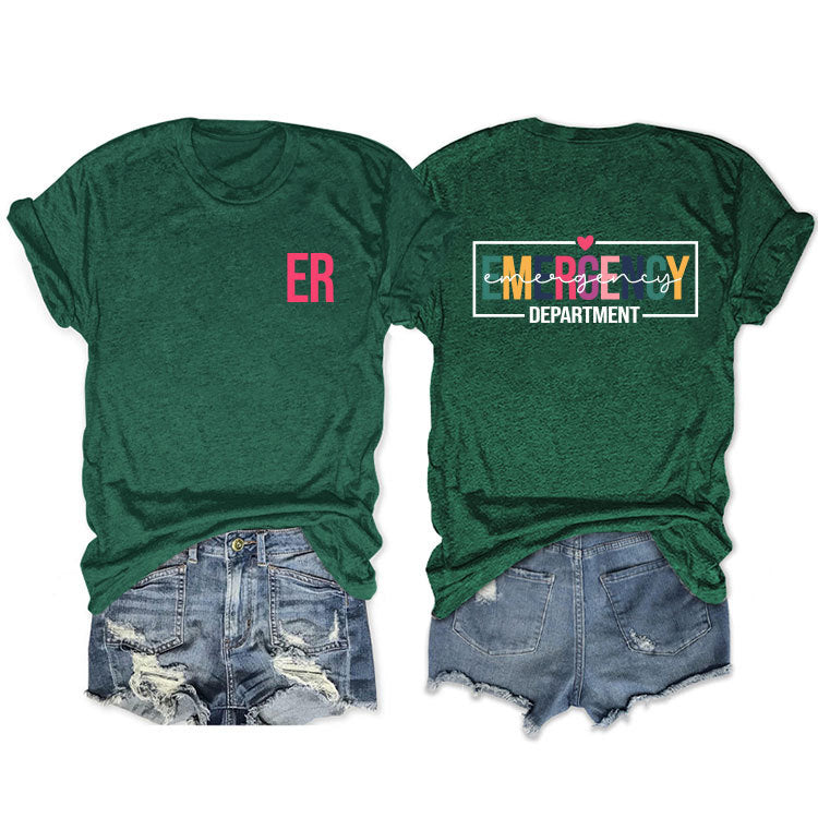 Double-sided Printed Short-sleeved Lettered Casual T-shirt Blouses