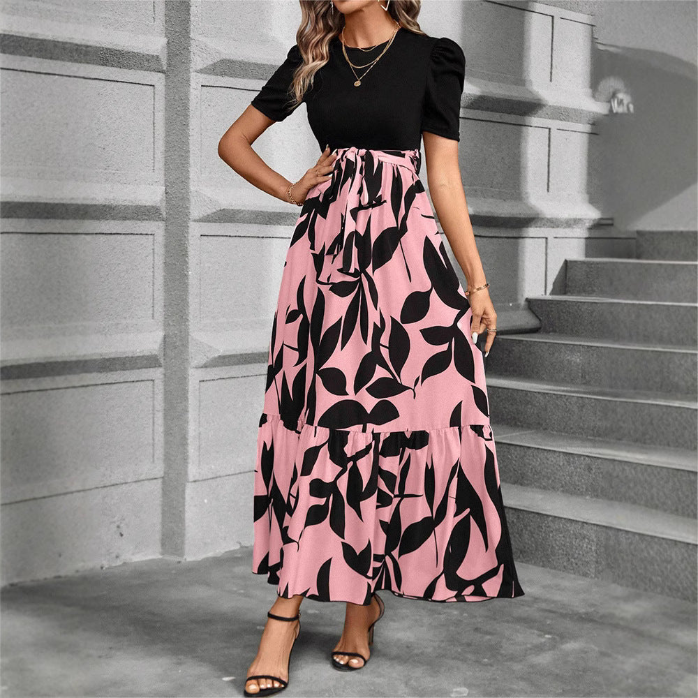 Women's Floral Print High Waist Fashion Elegant Dresses
