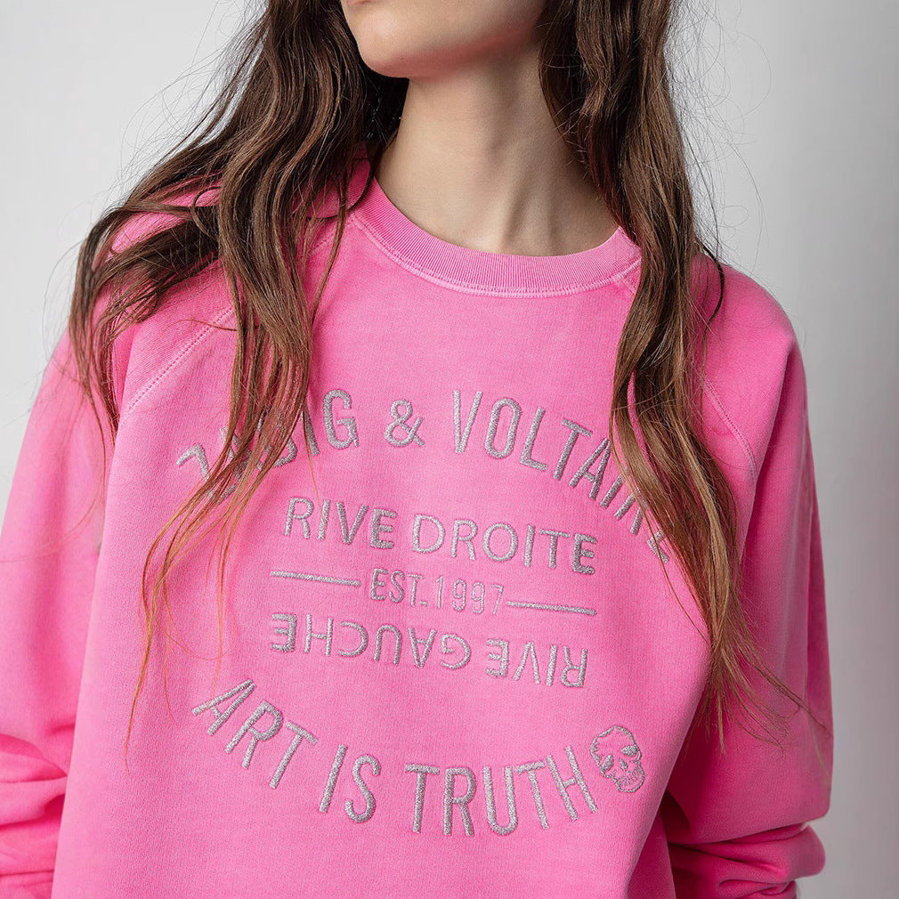 Women's Autumn French Niche Classic Letter Embroidery Sweaters