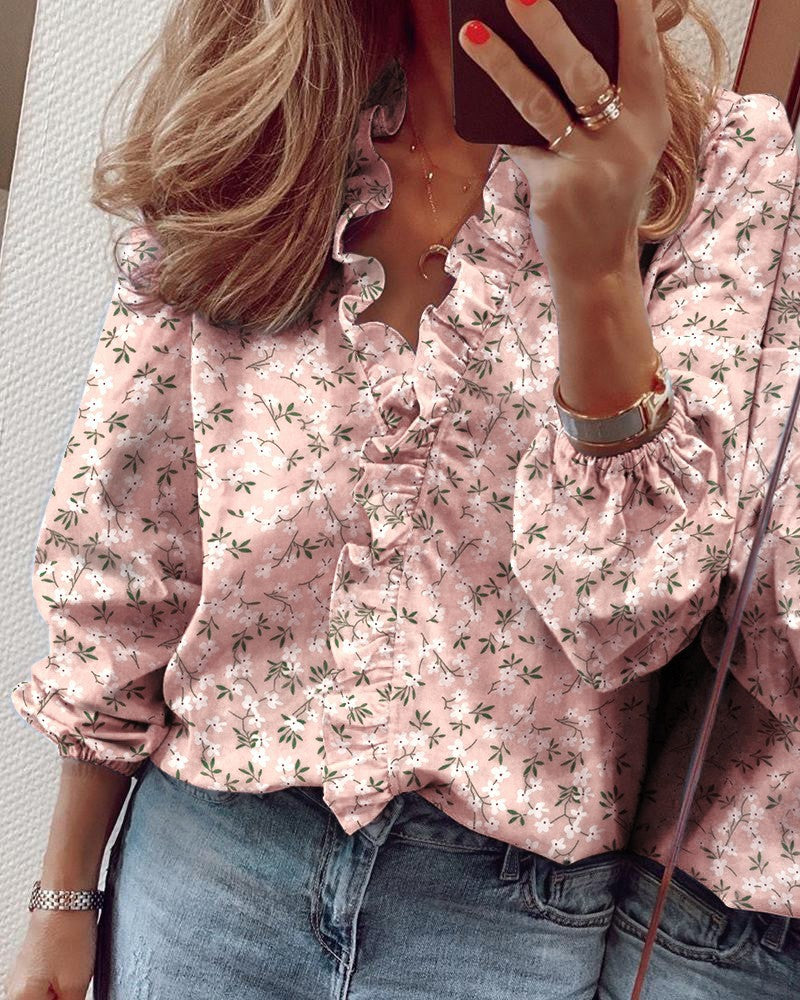 Women's Classy Comfortable Long Sleeve Ruffle Blouses