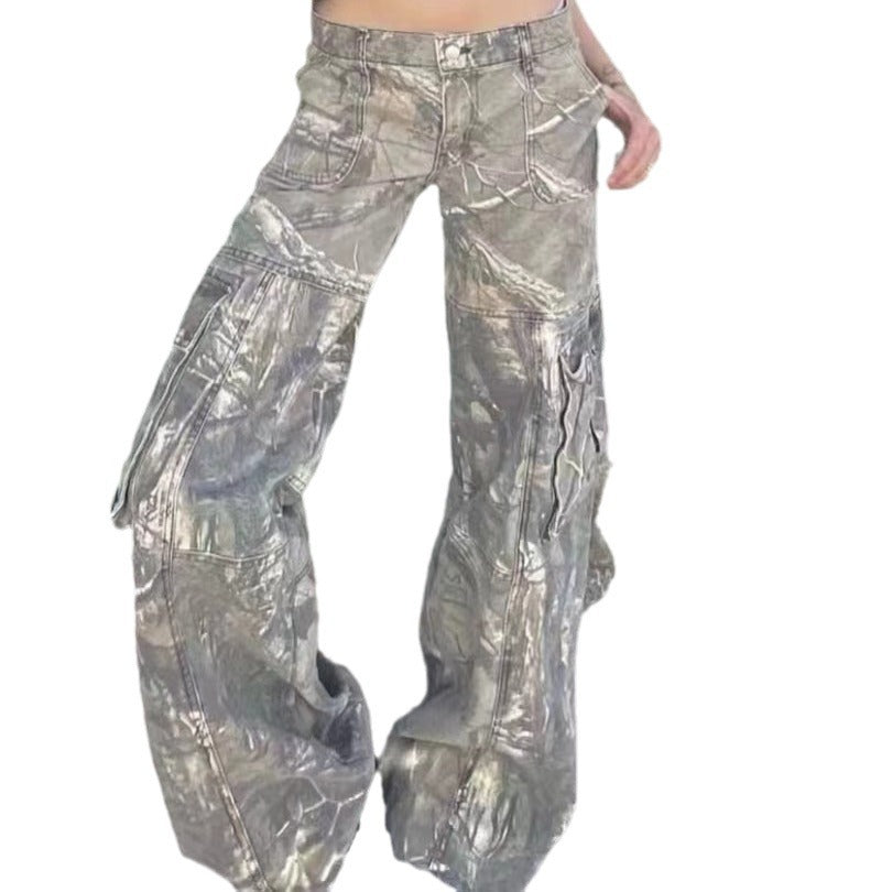 Women's Hot Camouflage Straight Loose Low Waist Jeans