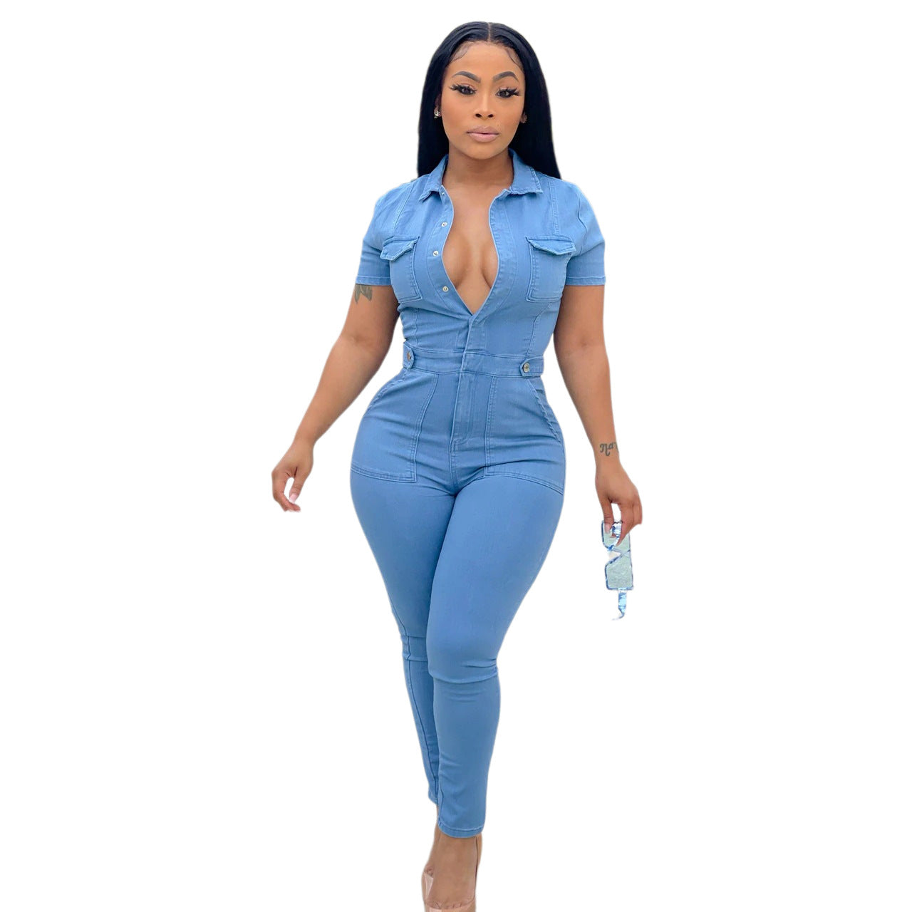 Women's Casual Fashion Denim Wear Slim Fit Pants