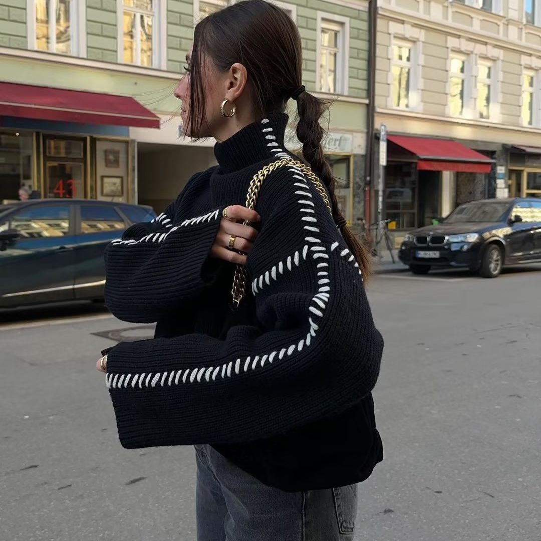 Spring Outer Wear Round Neck Warm Color Knitwear